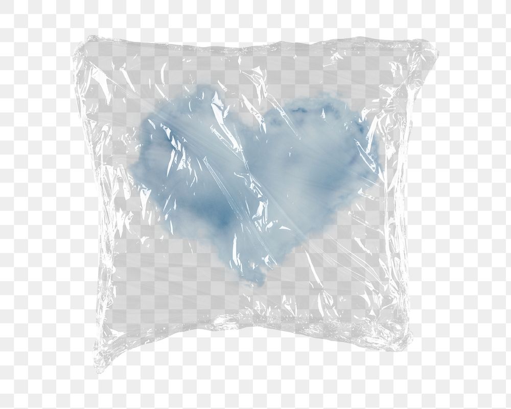 Heart cloud png sticker, plastic wrap transparent background. 