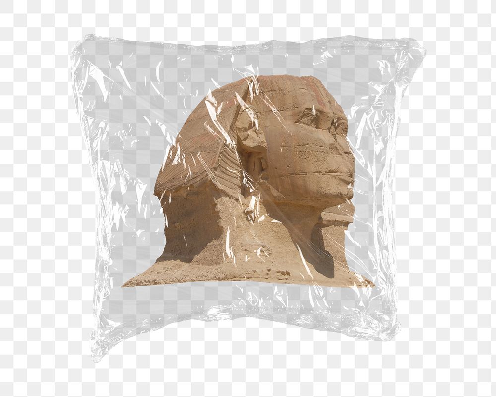 Great sphinx of Giza png sticker, plastic wrap transparent background. Remixed by rawpixel.