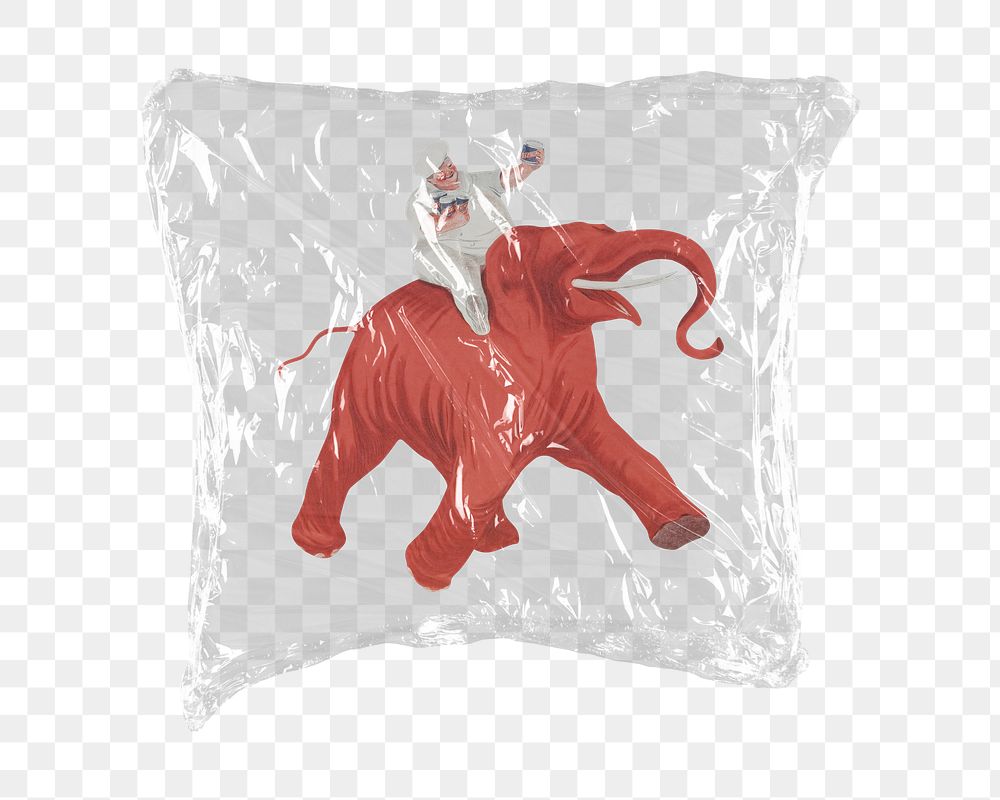 Leonetto Cappiello's Elephant png sticker, plastic wrap transparent background. Remixed by rawpixel.