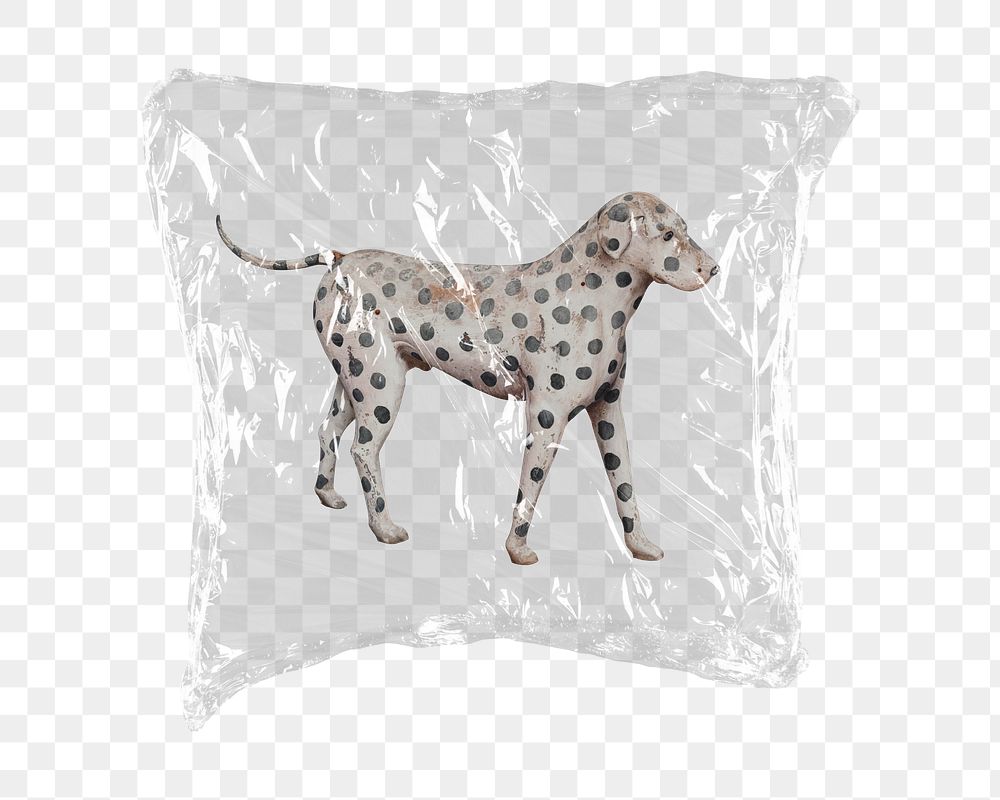 Dalmatian dog png sticker, plastic wrap transparent background. Remixed by rawpixel.