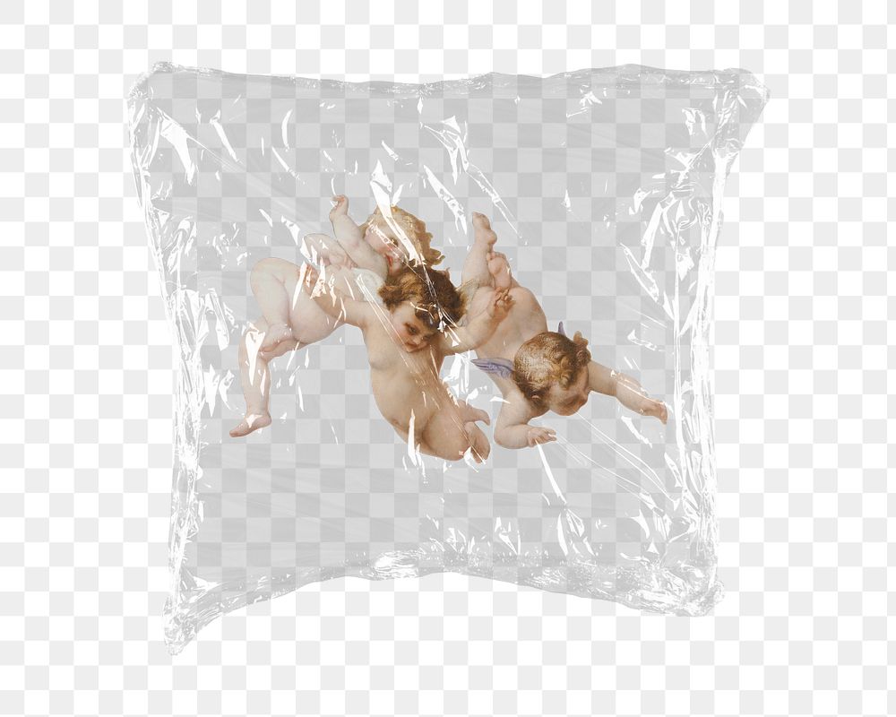 Cherubs png sticker, plastic wrap transparent background. Remixed by rawpixel.