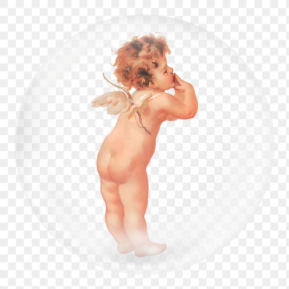 Cherub png sticker,  bubble design transparent background. Remixed by rawpixel.