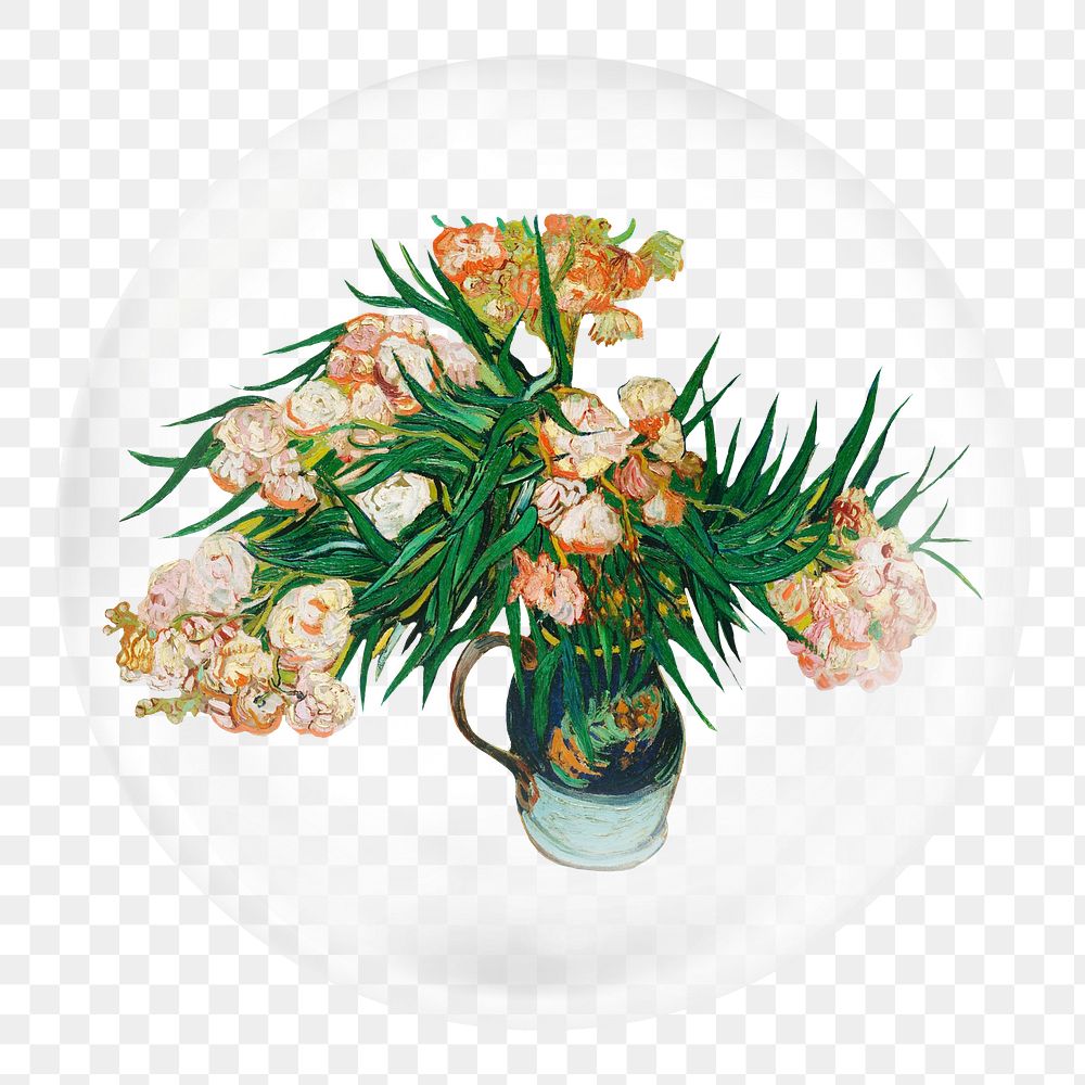 Png Van Gogh&rsquo;s flower sticker, bubble design transparent background. Remixed by rawpixel.