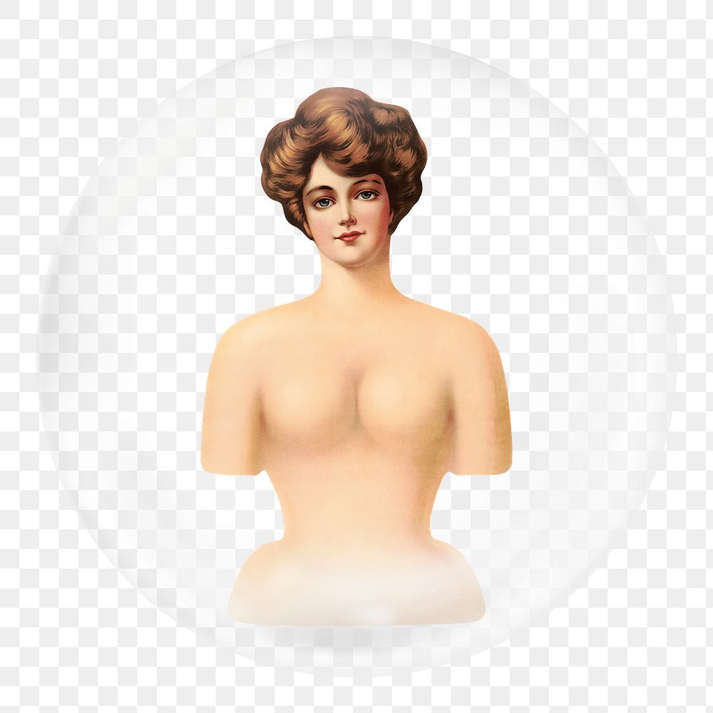 Female mannequin png sticker, bubble design transparent background. Remixed by rawpixel.