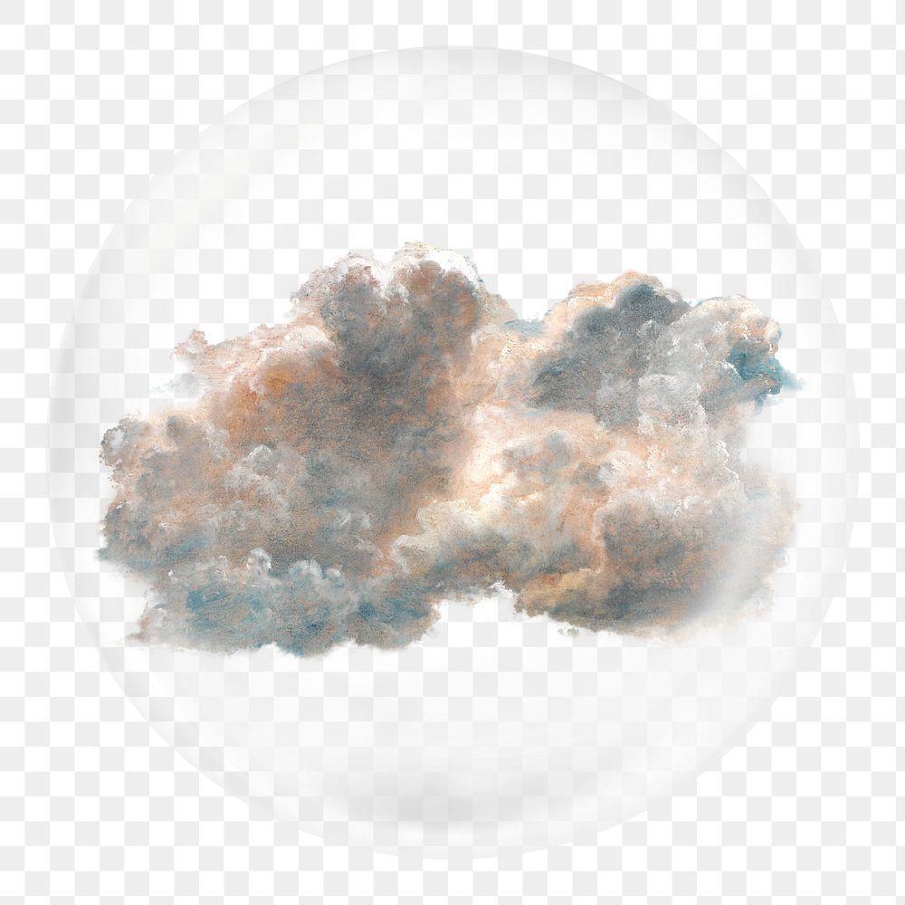 Vintage cloud png sticker,  bubble design transparent background. Remixed by rawpixel.