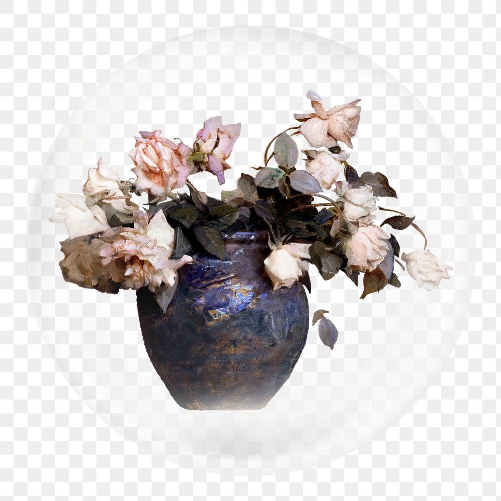 Rose png sticker, Abbott Handerson Thayer 's artwork in bubble transparent background. Remixed by rawpixel.