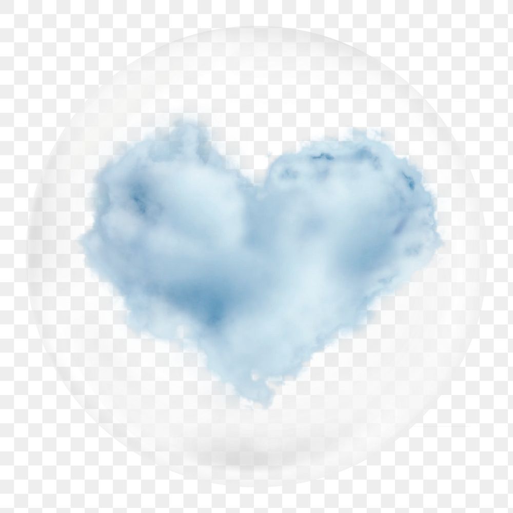 Heart cloud png sticker,  bubble design transparent background. Remixed by rawpixel.