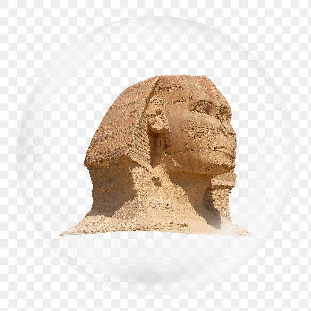 PNG great sphinx of giza sticker,  bubble design transparent background. Remixed by rawpixel.