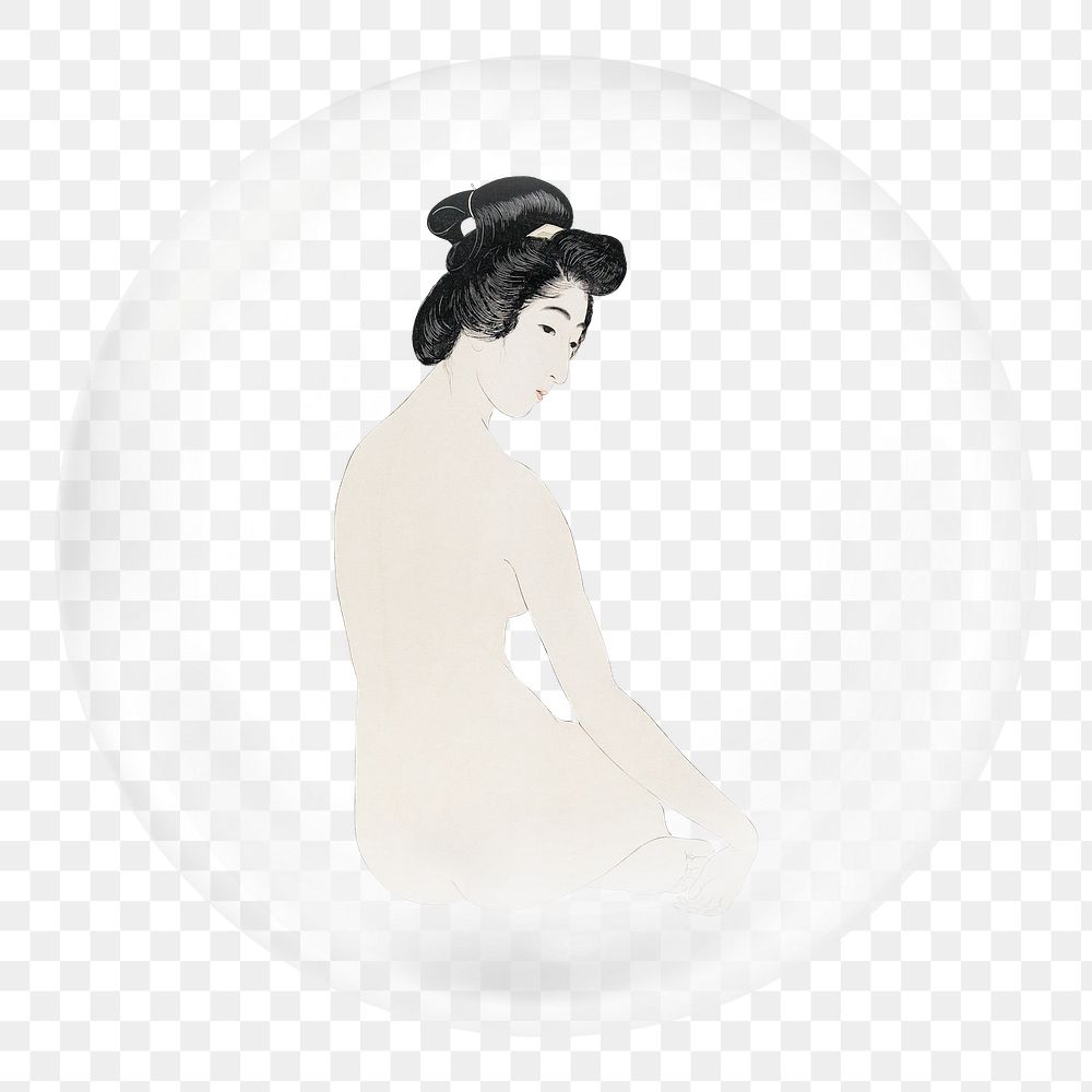 Japanese woman png sticker, bubble design transparent background. Remixed by rawpixel.