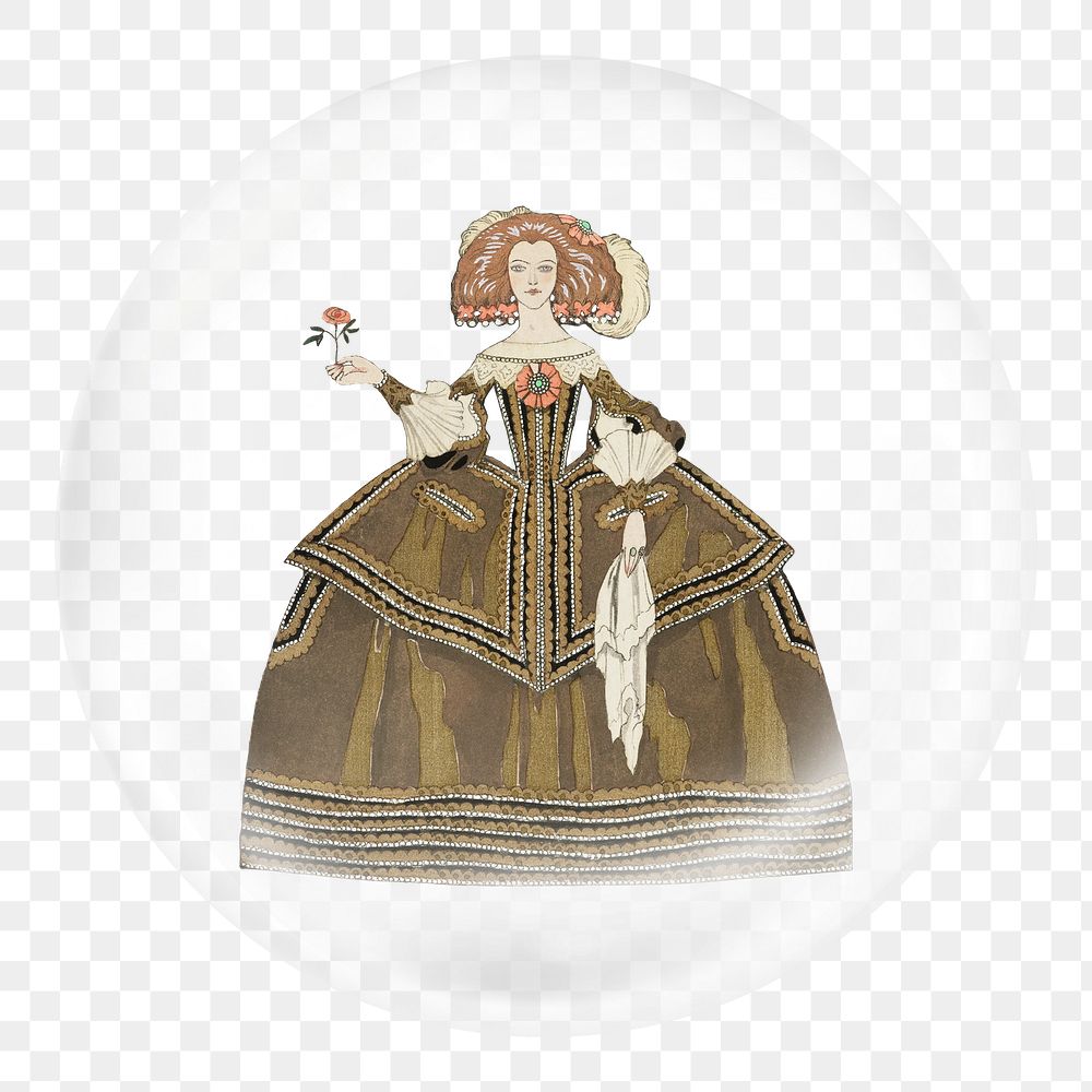 Victorian lady png sticker, bubble design transparent background. Remixed by rawpixel.