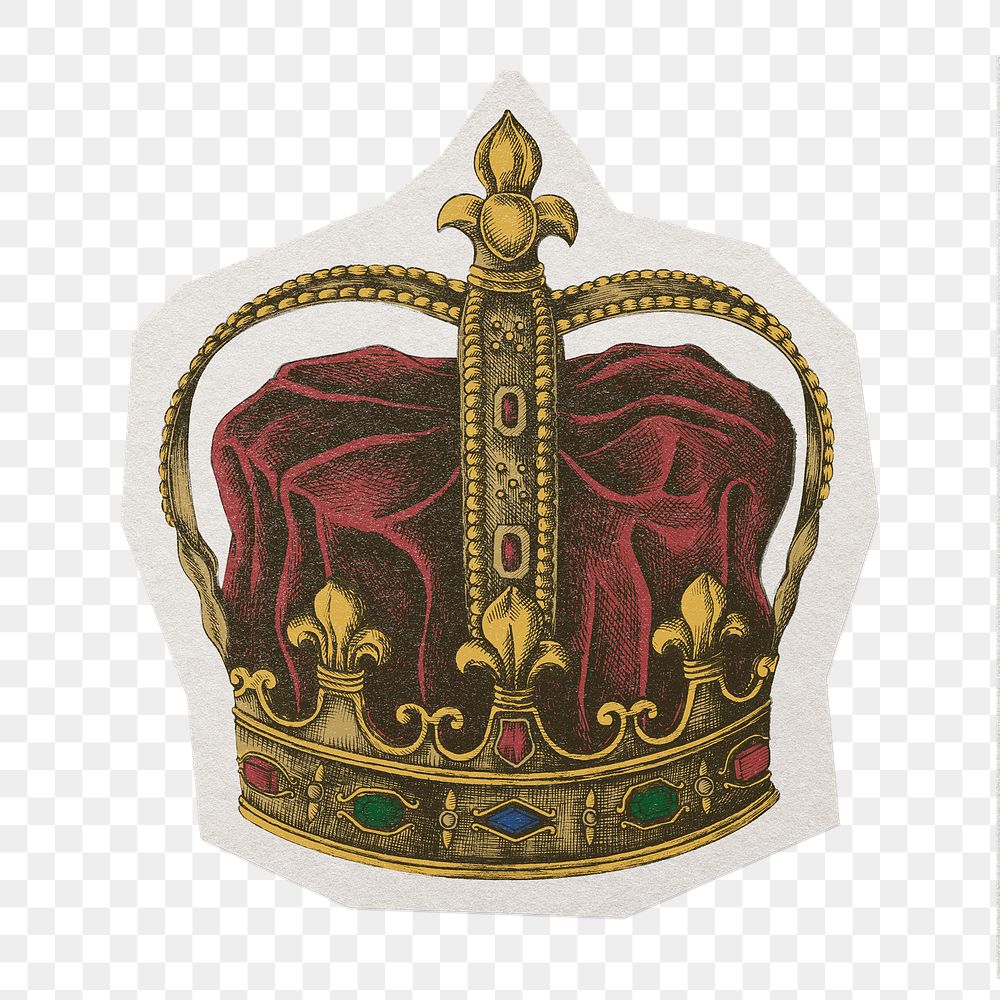 Royal crown png sticker, transparent background, remixed by rawpixel
