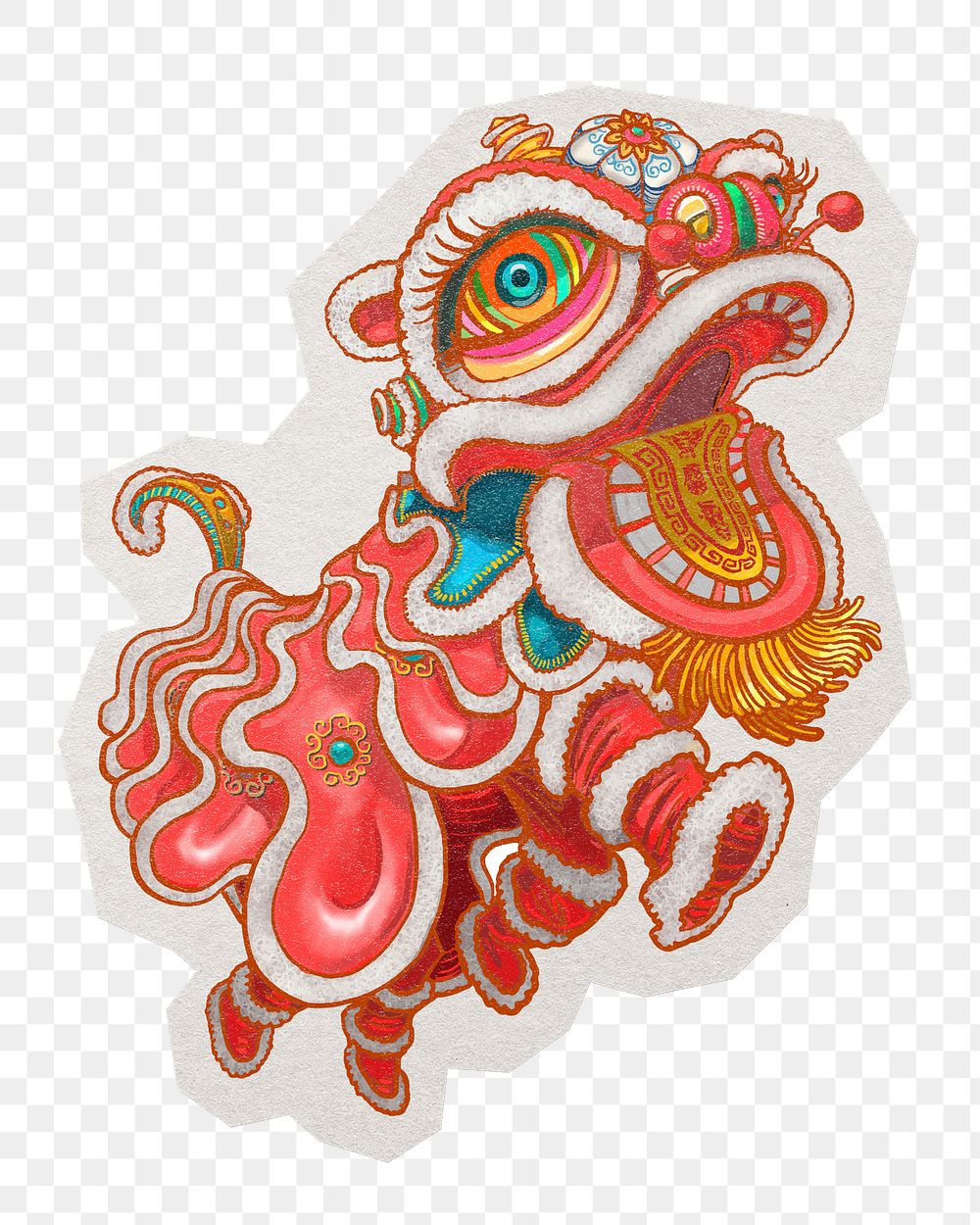 Chinese dragon png sticker, paper cut on transparent background