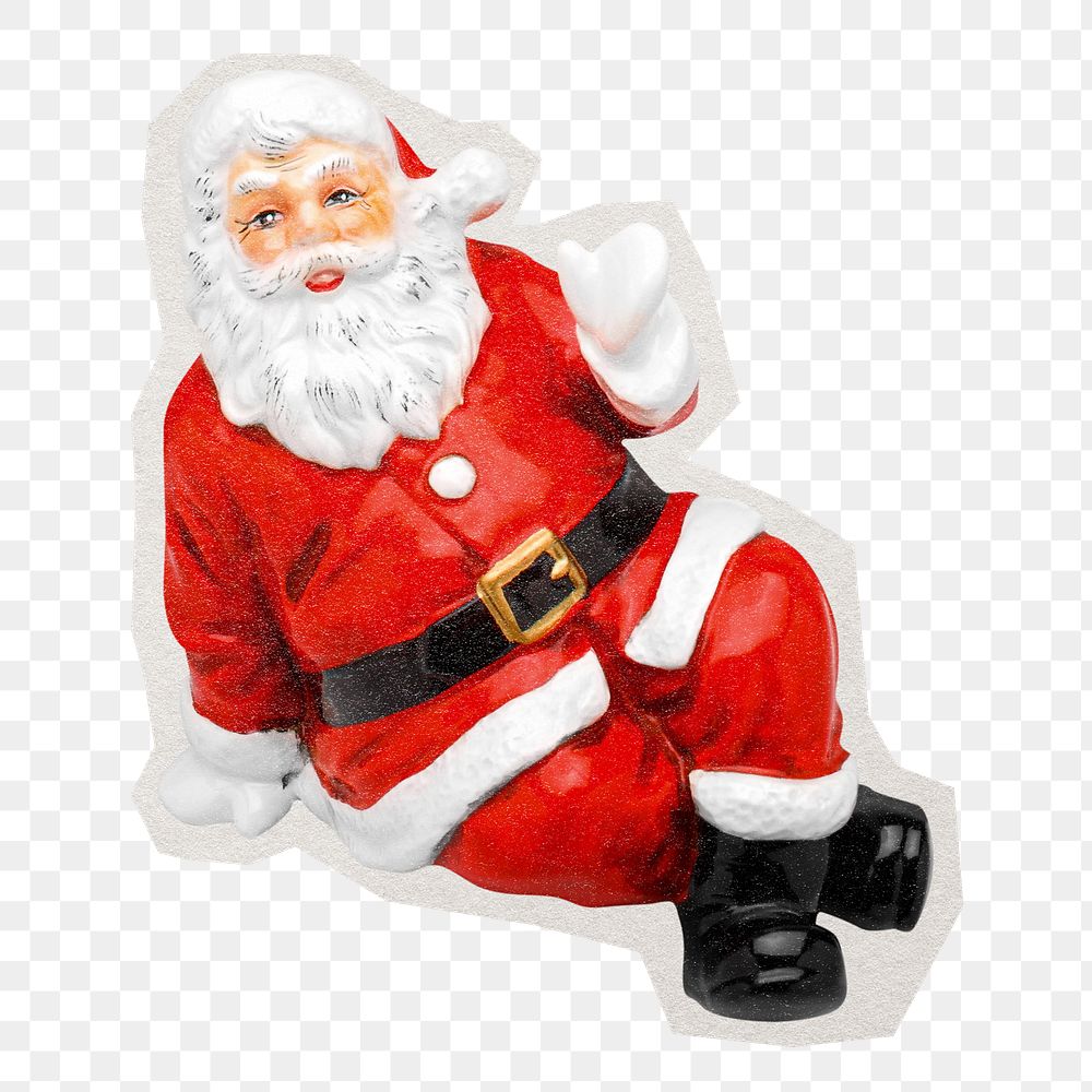 Santa Claus figure png sticker, transparent background, remixed by rawpixel.