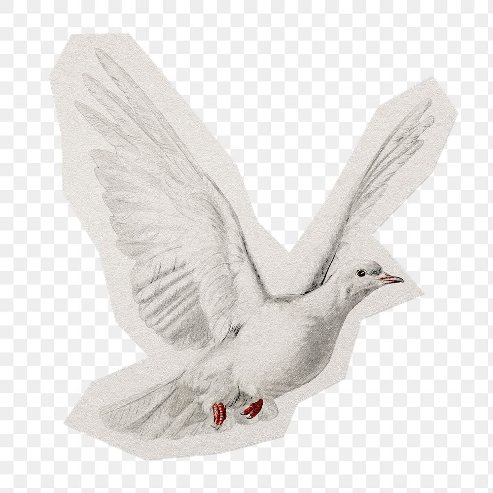 Flying dove png sticker, paper cut on transparent background