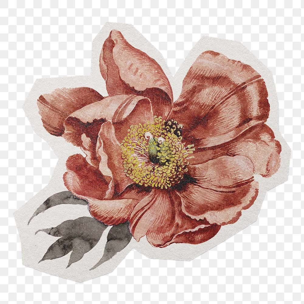 Vintage flower png sticker, paper cut on transparent background