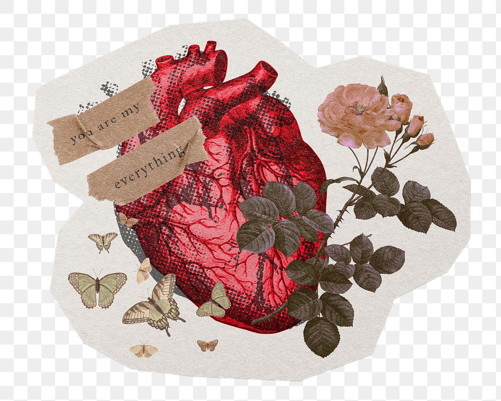 Aesthetic heart png sticker, paper cut on transparent background