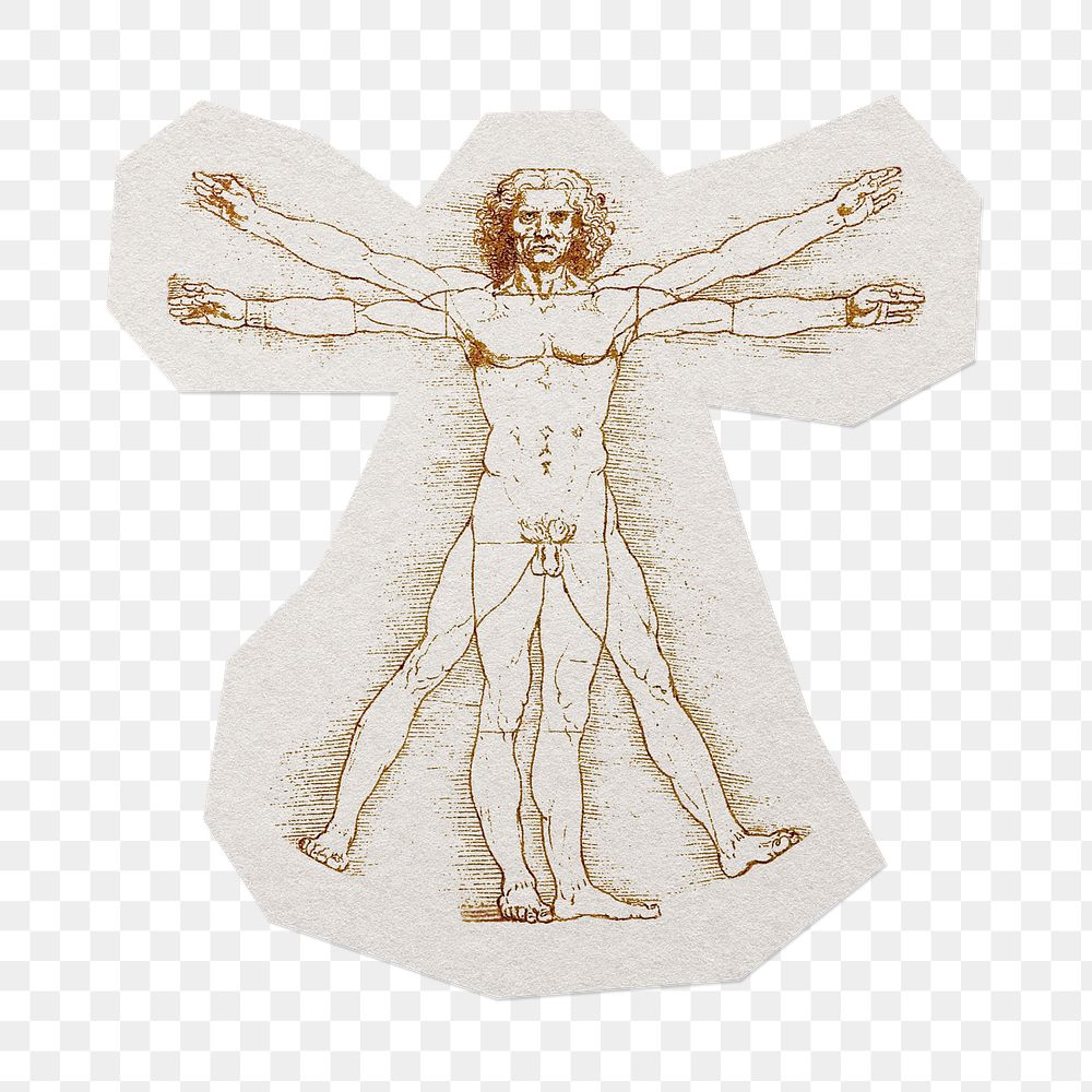 Leonardo da Vinci's png Vitruvian Man sticker, transparent background, remixed by rawpixel.