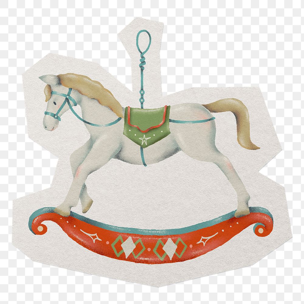 Rocking horse png sticker, paper cut on transparent background