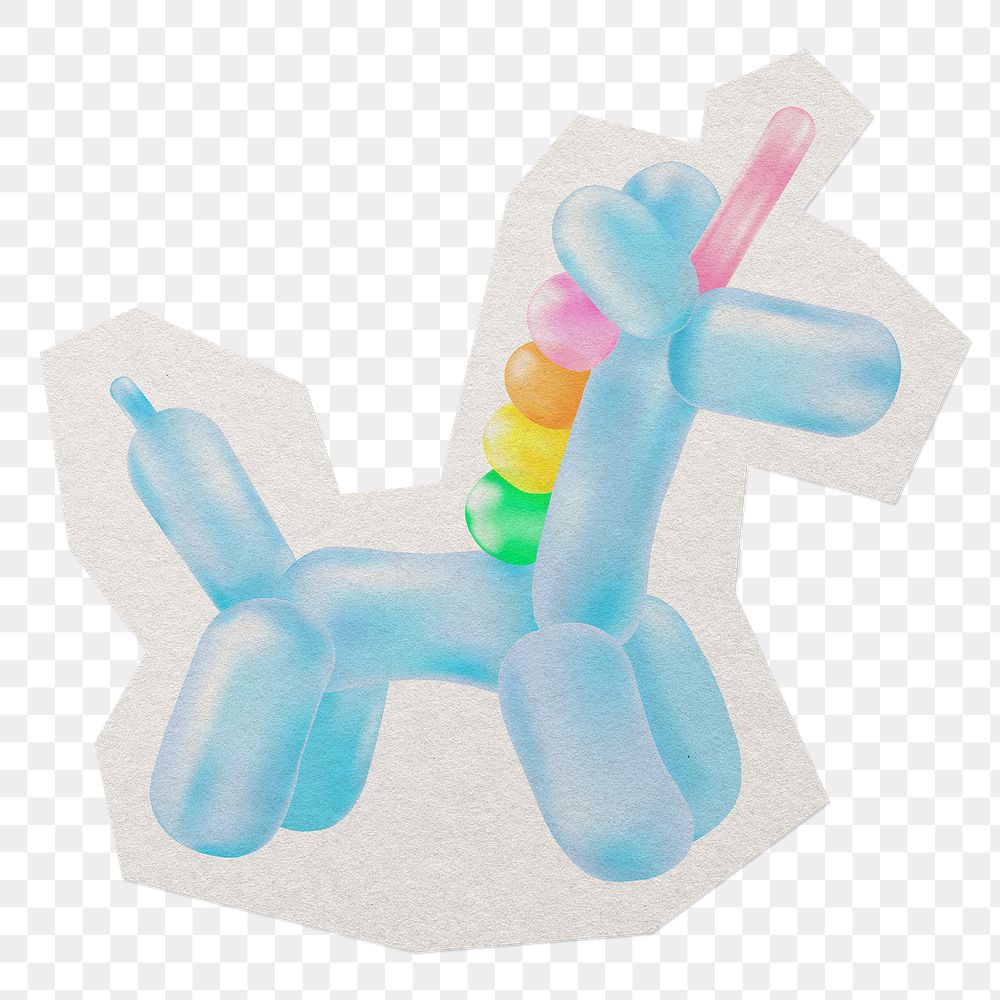 Balloon unicorn png sticker, paper cut on transparent background