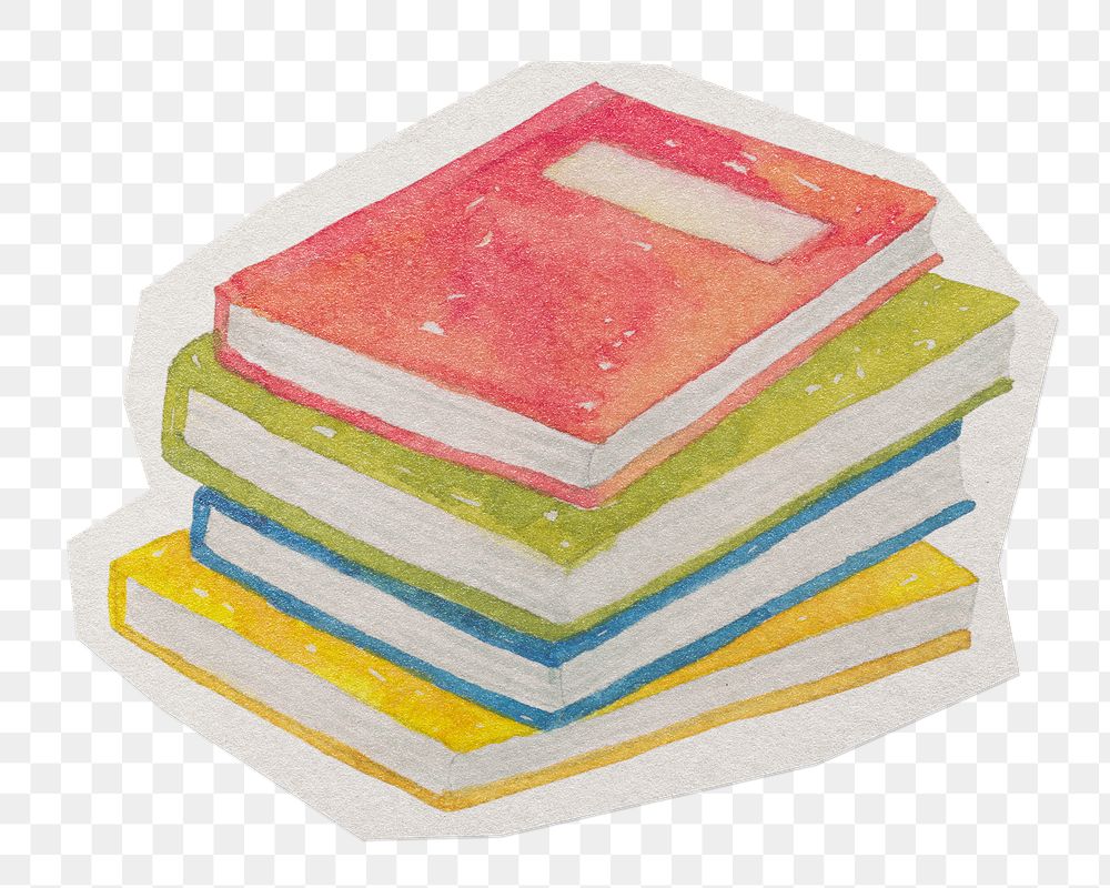 Stacking books png sticker, paper cut on transparent background