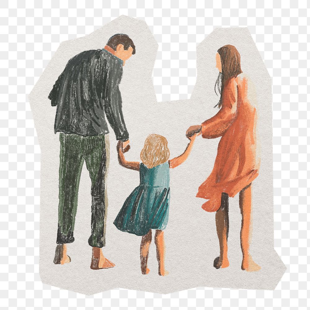 Happy family  png sticker, paper cut on transparent background