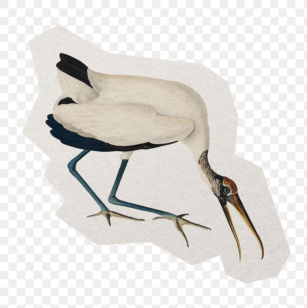Crane bird png sticker, paper cut on transparent background
