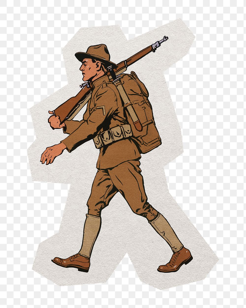 Marching scout png sticker, paper cut on transparent background