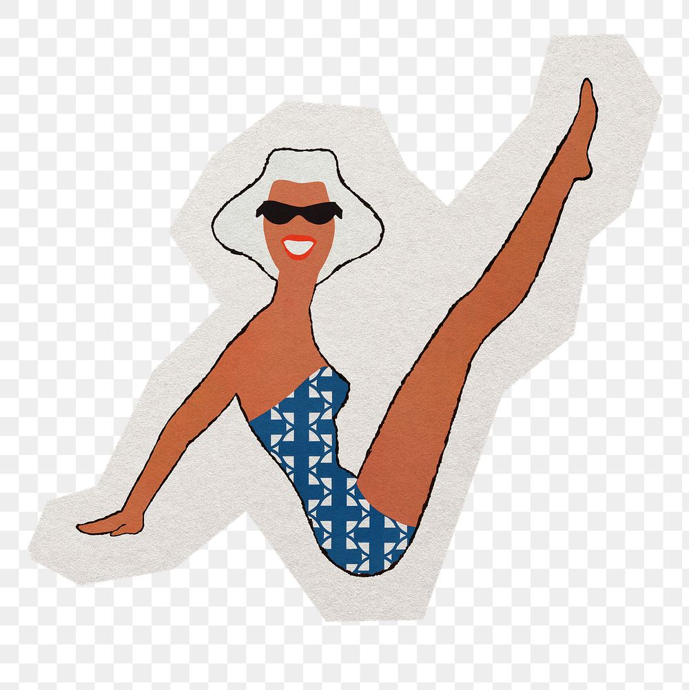 Summer lady png sticker, paper cut on transparent background