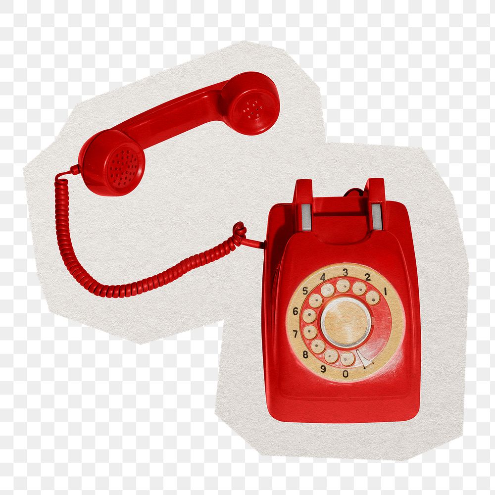 Vintage telephone png sticker, paper cut on transparent background