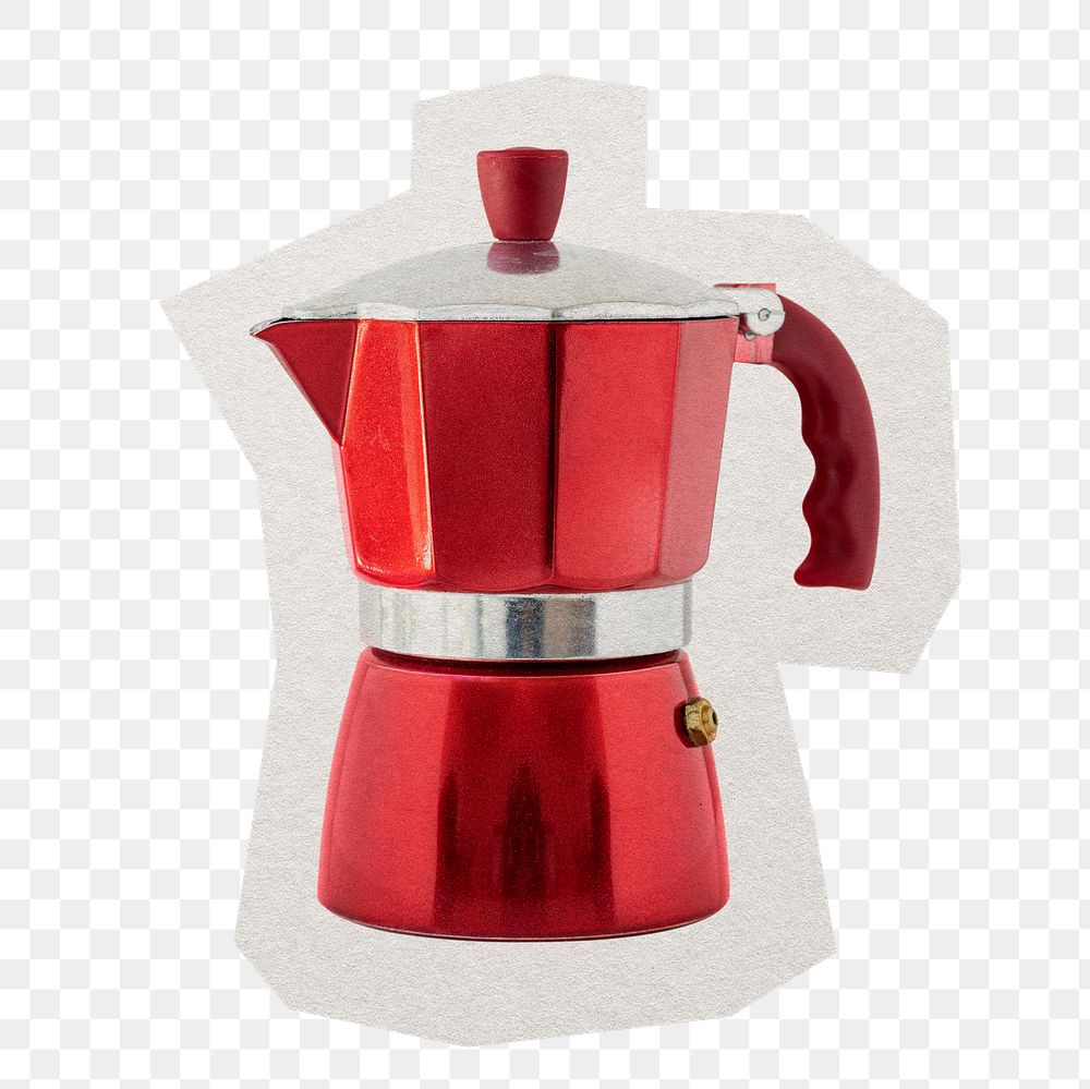 Moka pot png sticker, paper cut on transparent background