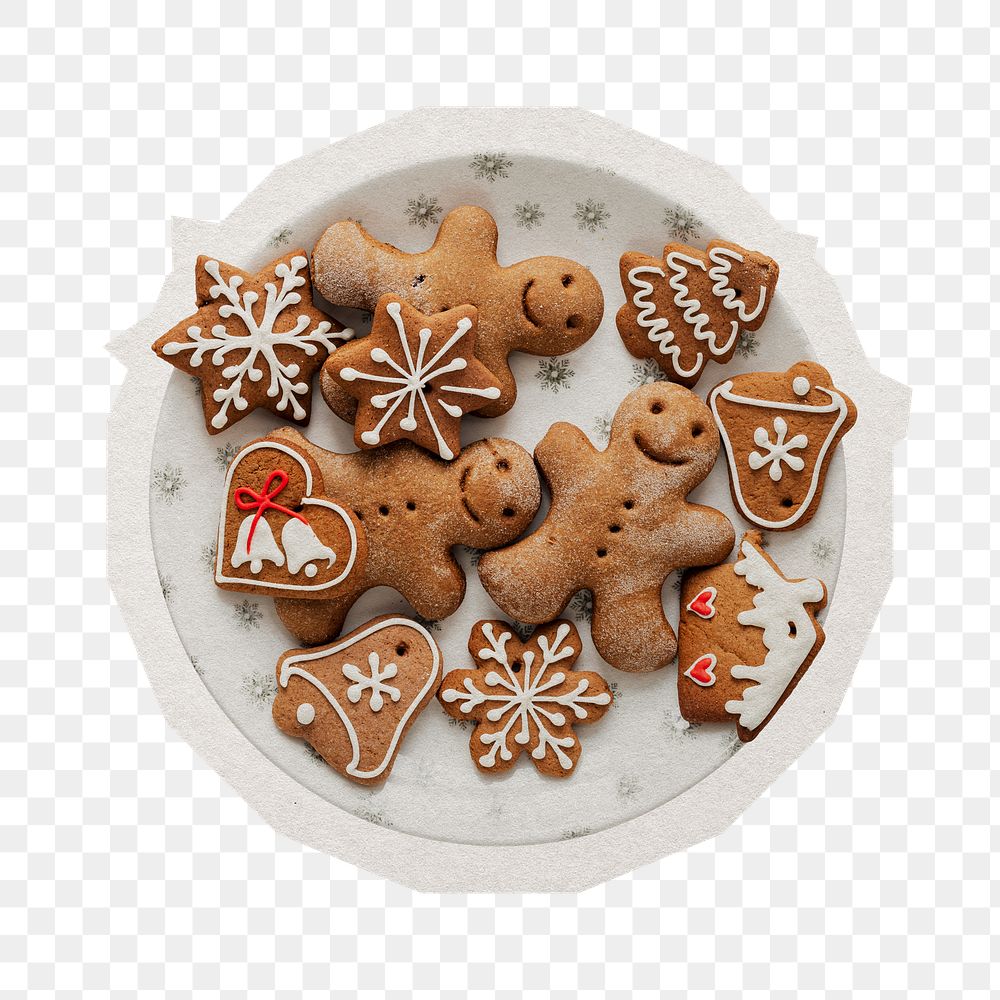 Christmas cookies png sticker, paper cut on transparent background