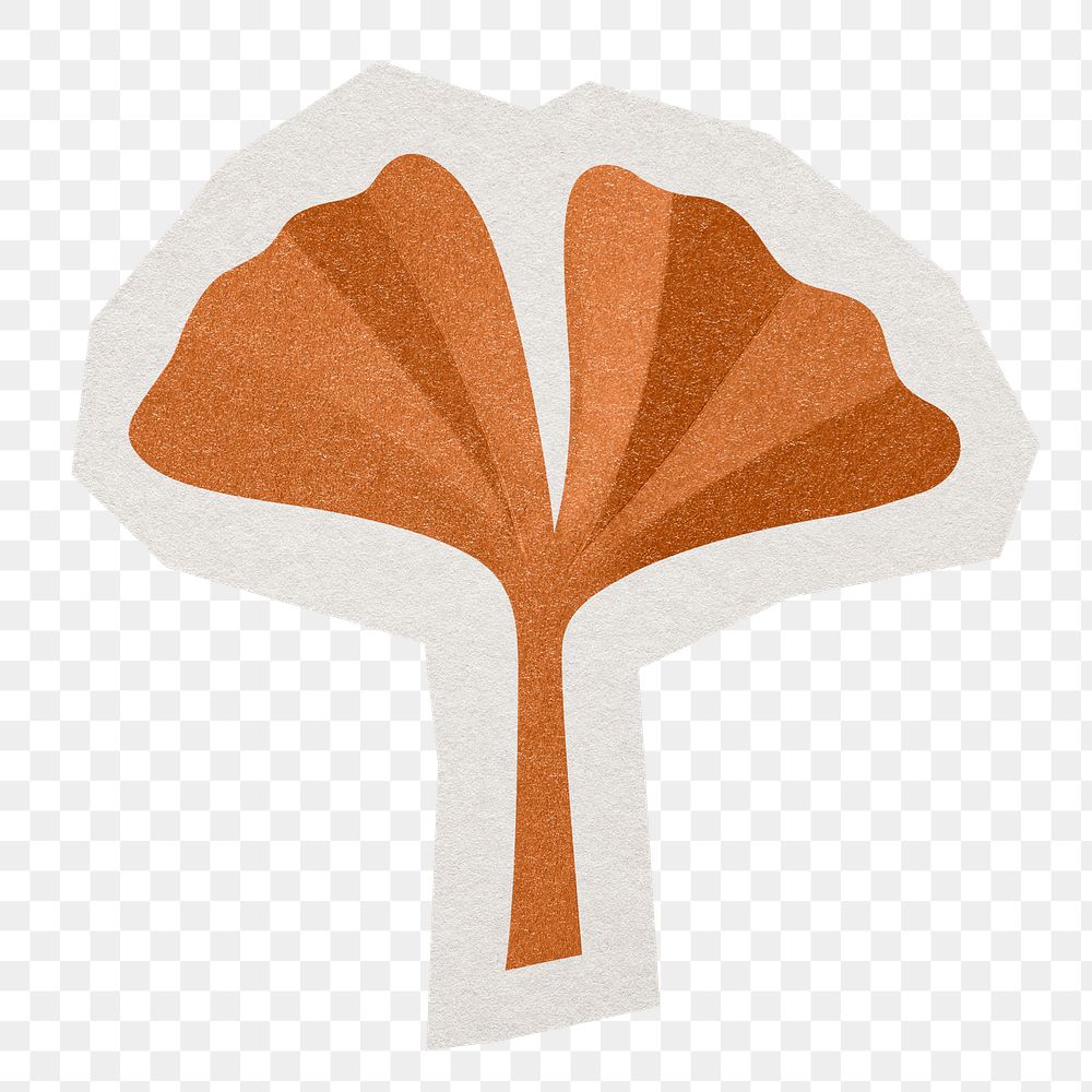 Ginko leaf png sticker, paper cut on transparent background