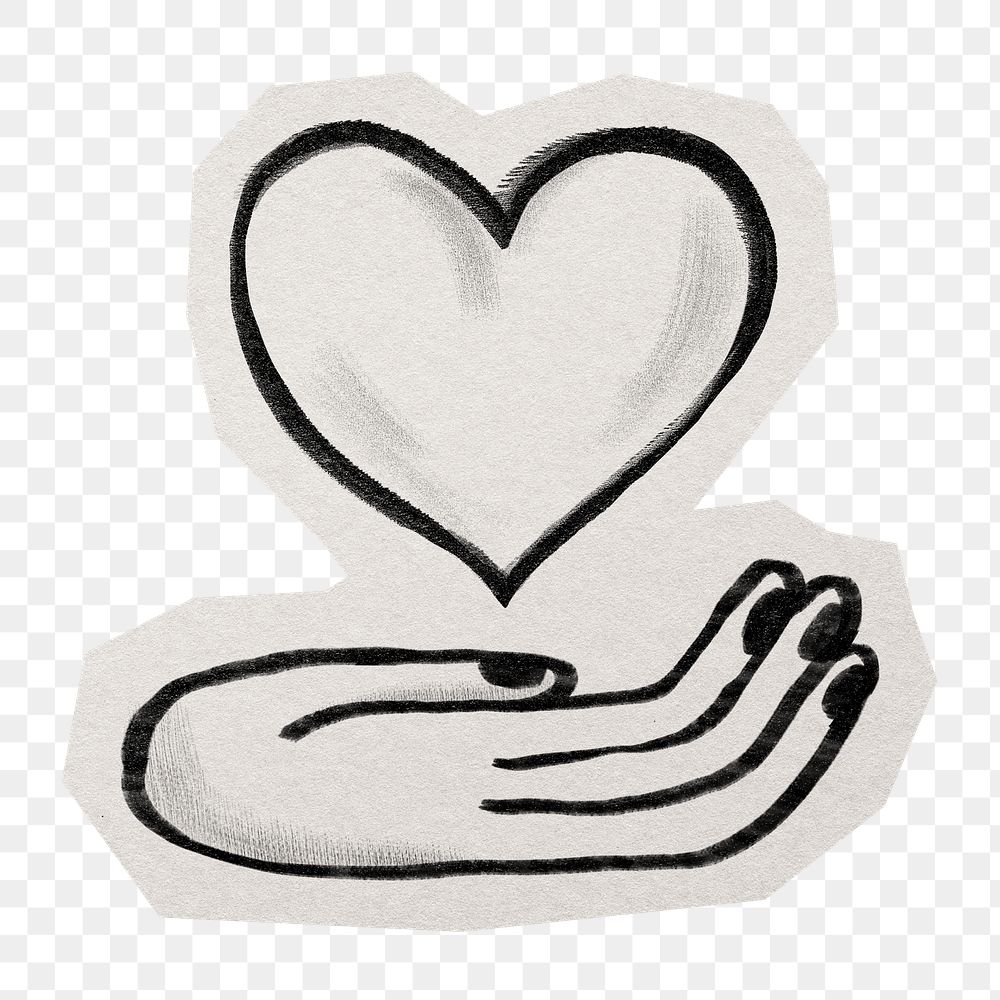 Charity hand png sticker, paper cut on transparent background