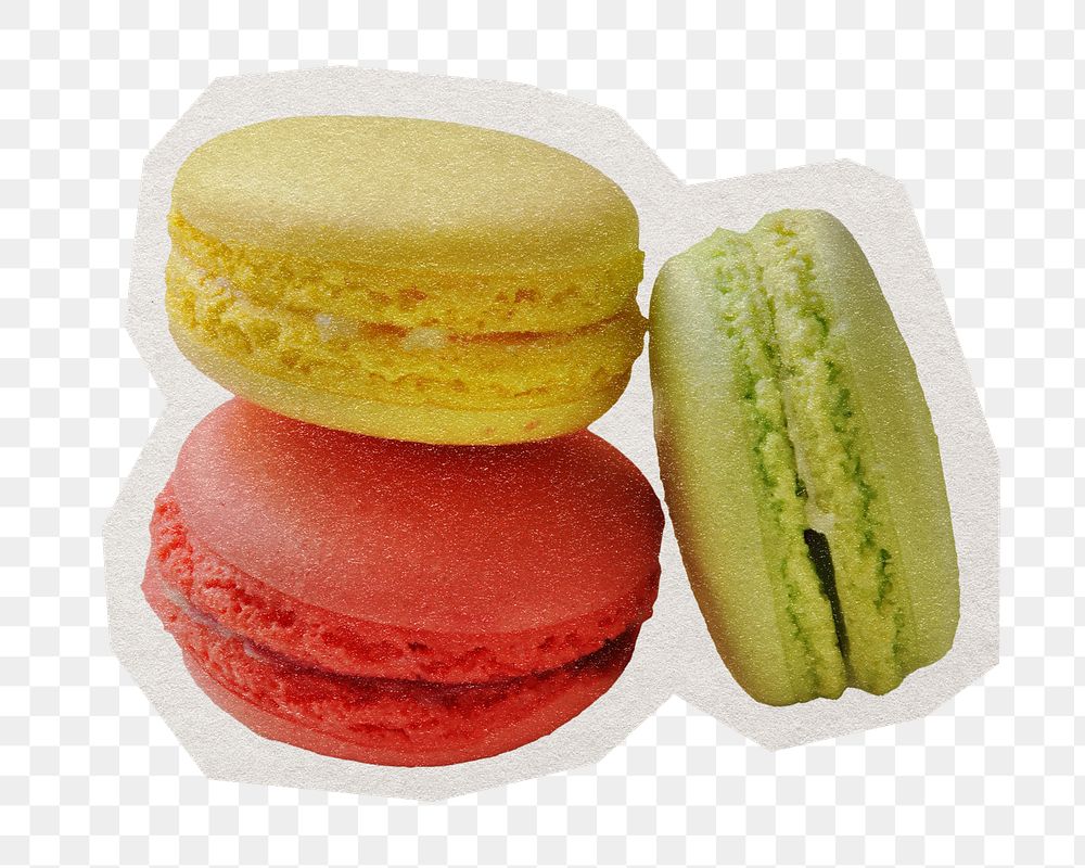 Colorful macarons png dessert sticker, paper cut on transparent background