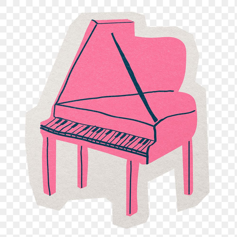 Pink piano png sticker, paper cut on transparent background