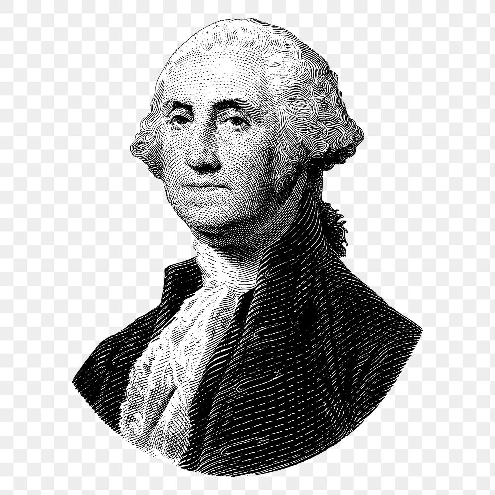 George Washington png b&w element, transparent background. Remixed by rawpixel.