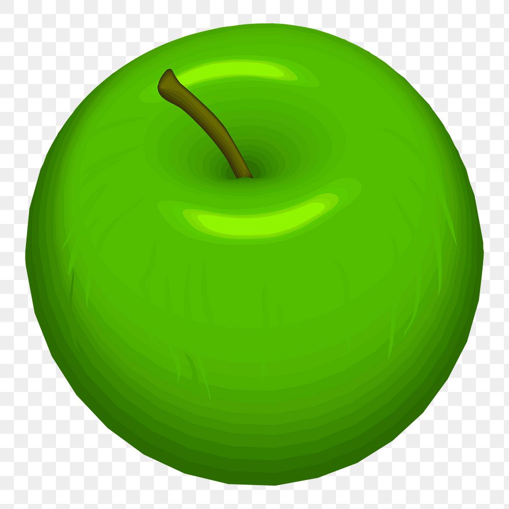 Green apple png illustration, transparent background. Free public domain CC0 image.