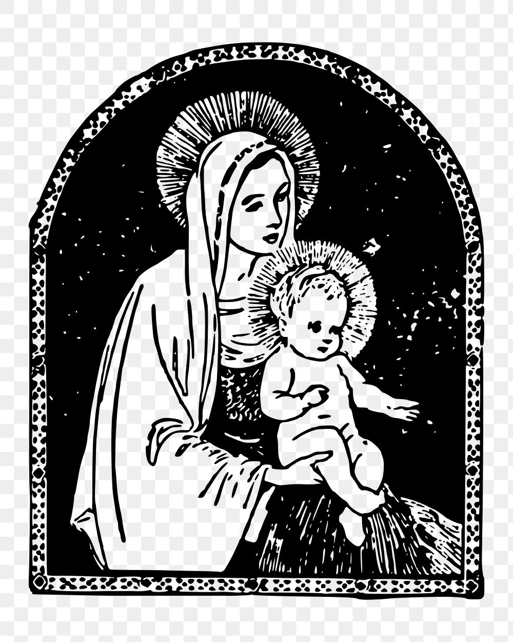 Madonna and Child png illustration, transparent background. Free public domain CC0 image.