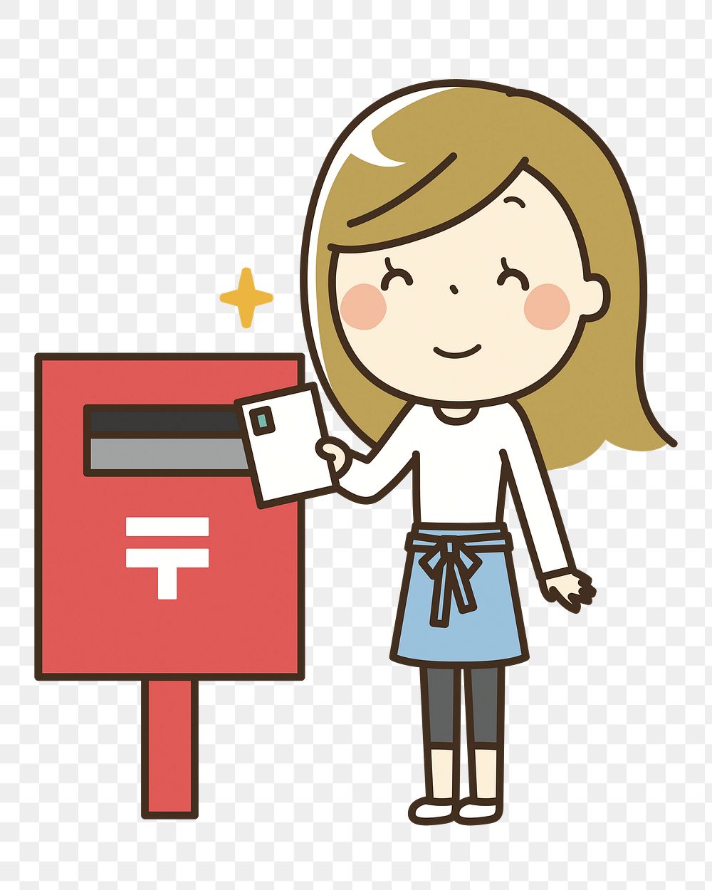 Woman sending letter png illustration, transparent background. Free public domain CC0 image.