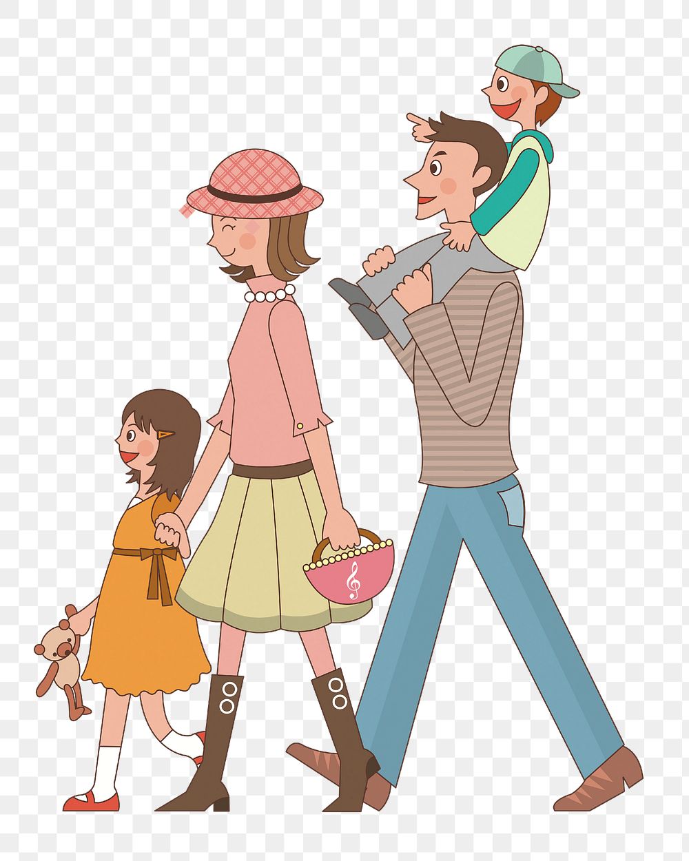 Family walk png illustration, transparent background. Free public domain CC0 image.