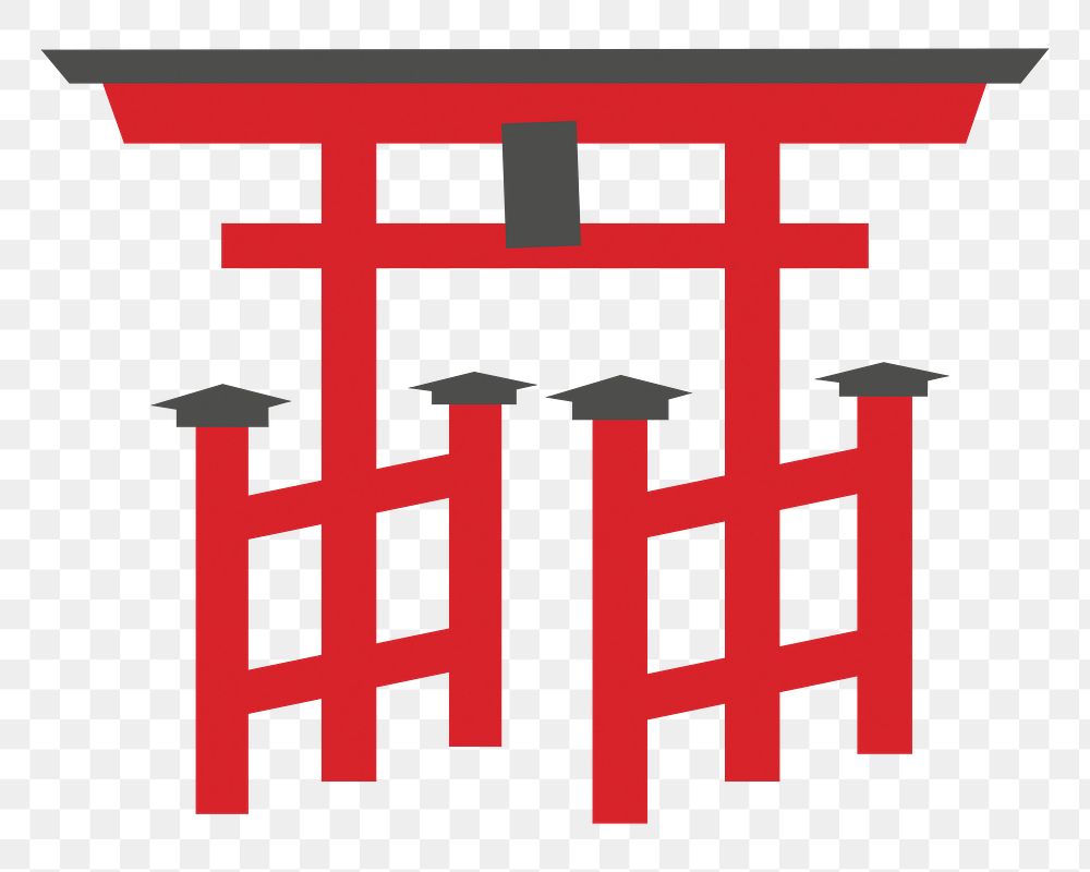 Torii Japanese gate png illustration, transparent background. Free public domain CC0 image.