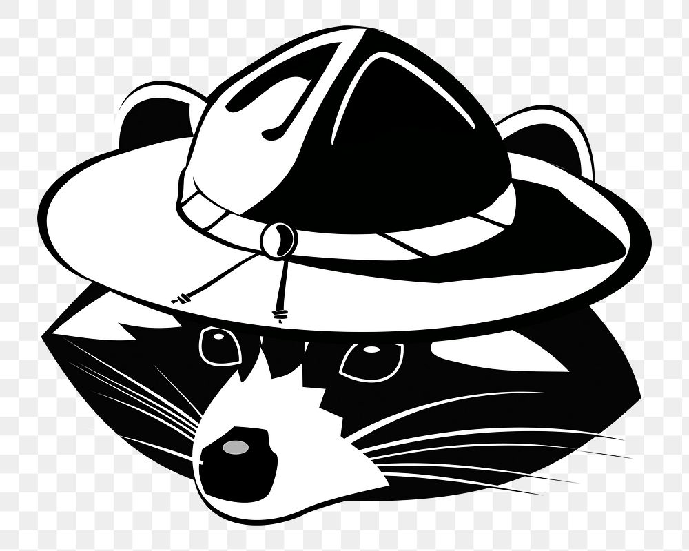 Raccoon wearing hat png illustration, transparent background. Free public domain CC0 image.