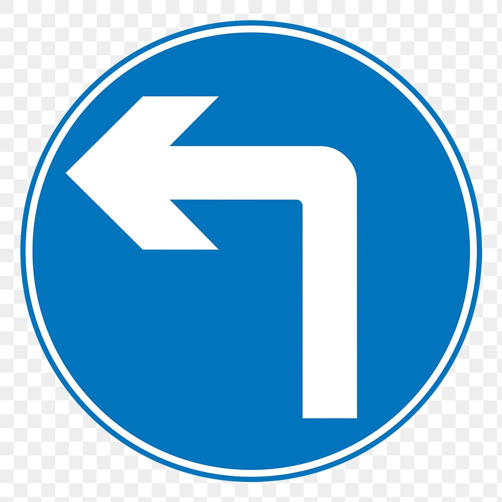 Turn left sign png illustration, transparent background. Free public domain CC0 image.