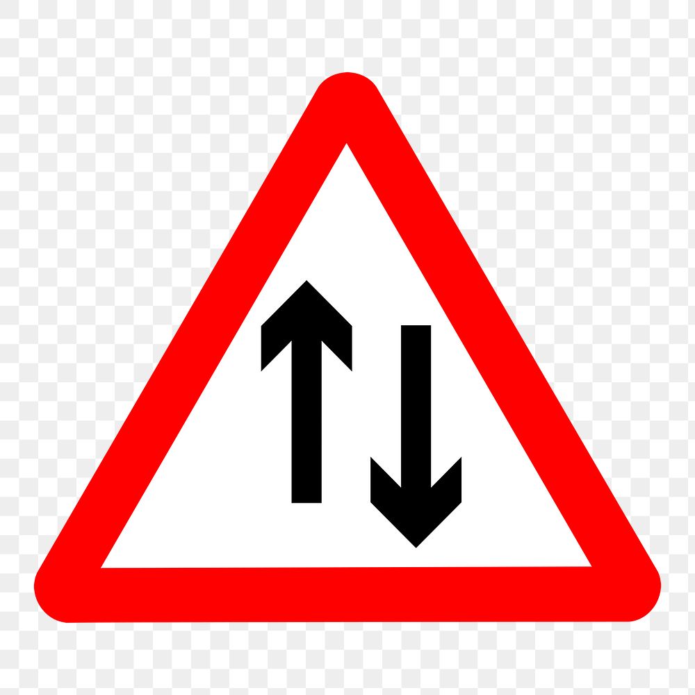 Two way traffic sign png illustration, transparent background. Free public domain CC0 image.