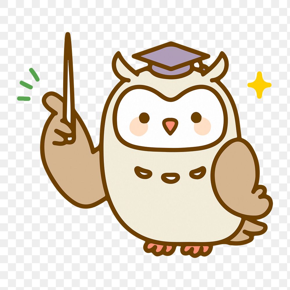 Owl teacher png illustration, transparent background. Free public domain CC0 image.