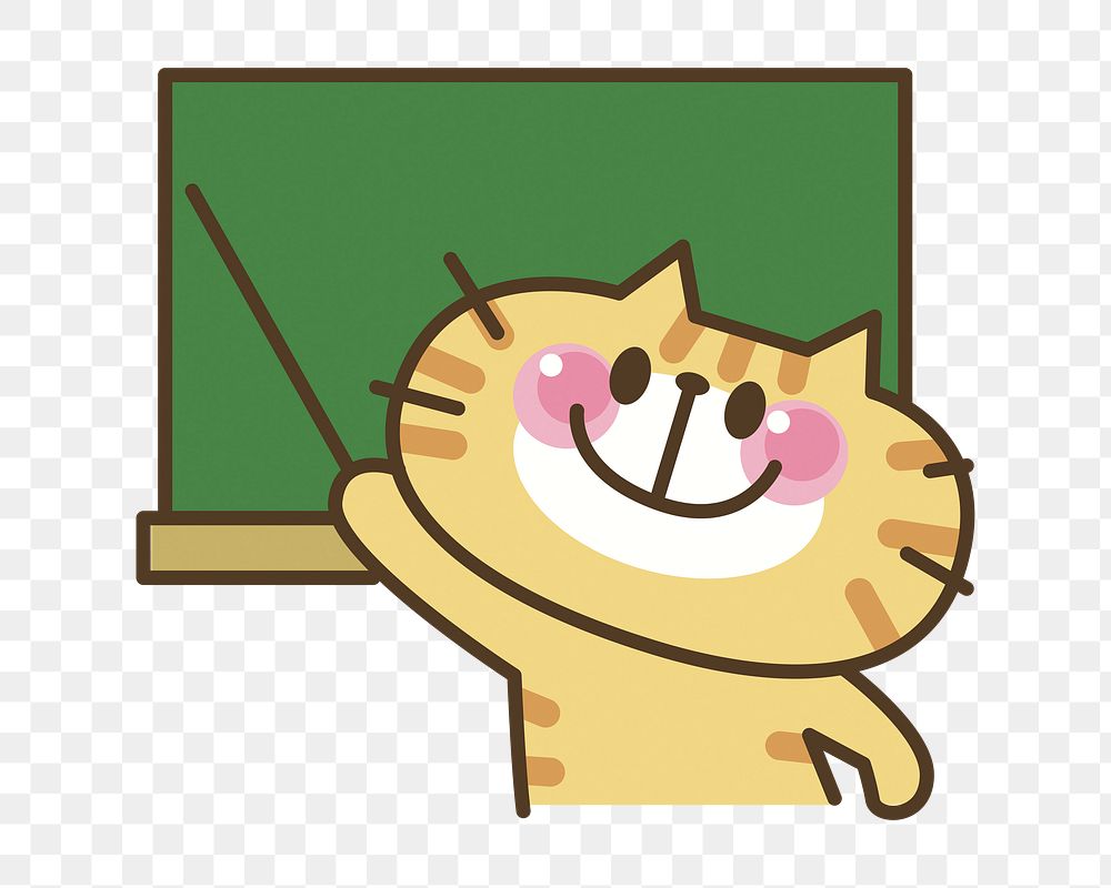 Cat teacher png sticker, transparent background. Free public domain CC0 image.