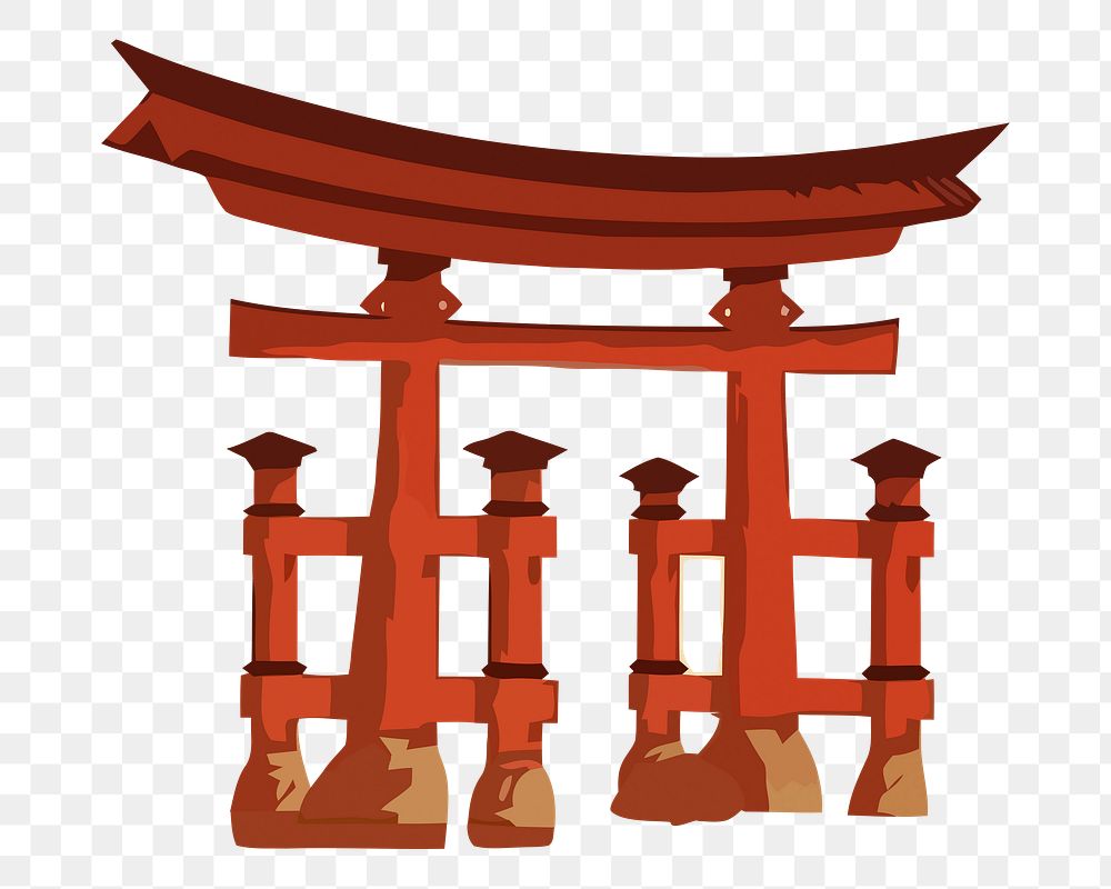 Japanese Torii gate  png clipart illustration, transparent background. Free public domain CC0 image.