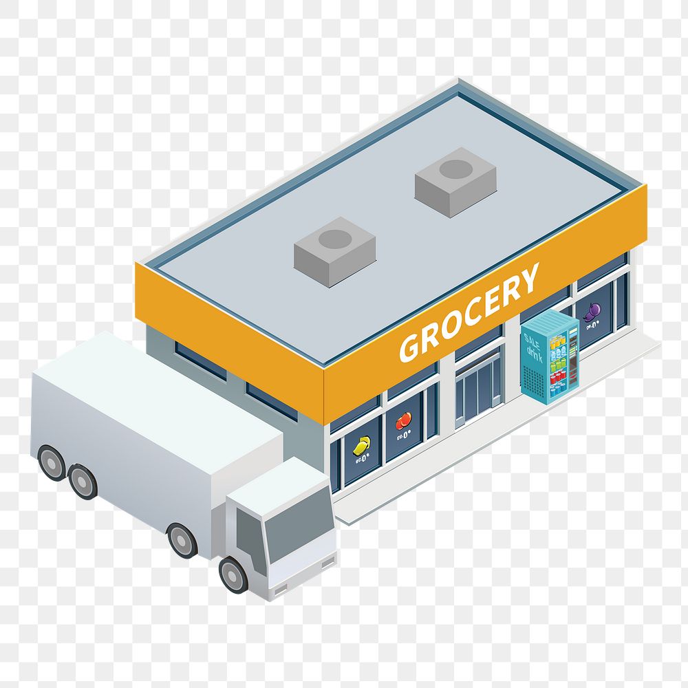 Grocery store  png clipart illustration, transparent background. Free public domain CC0 image.