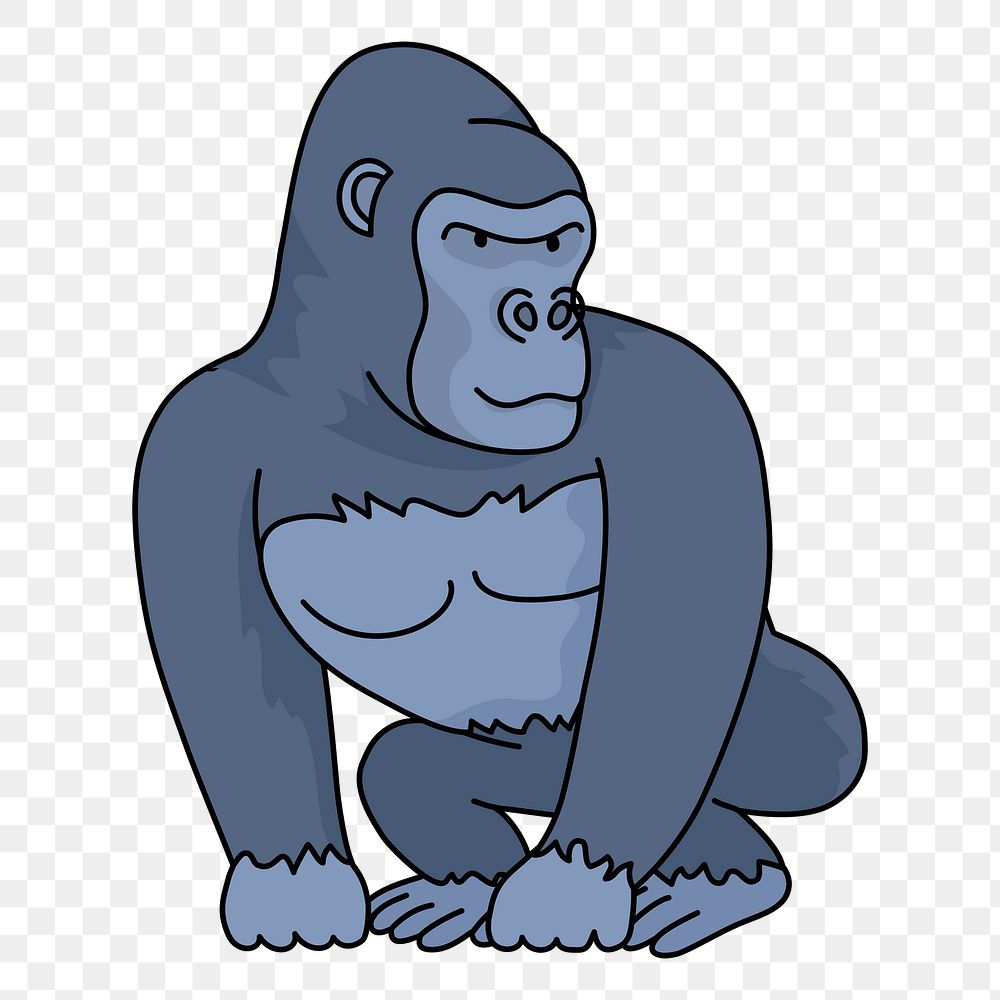 Gorilla  png clipart illustration, transparent background. Free public domain CC0 image.