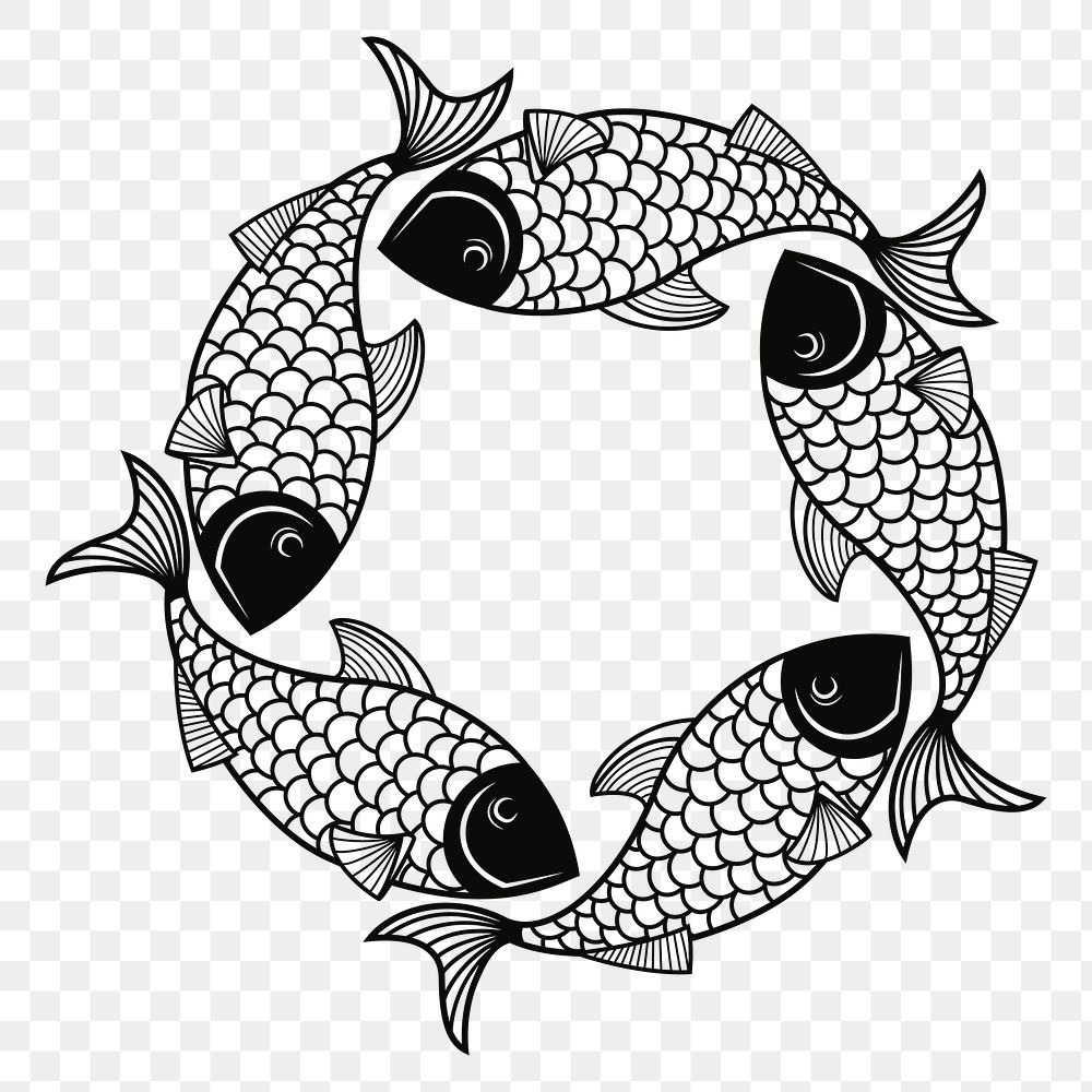 Fish in circle png sticker, transparent background. Free public domain CC0 image.